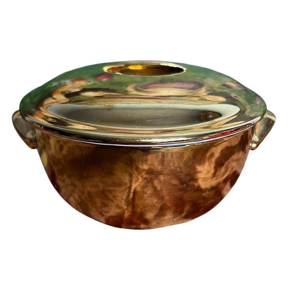 VTG 70s Royal Worcester Covered Casserole Lustre Gold 1 Qt Round Size 23 Shape 5